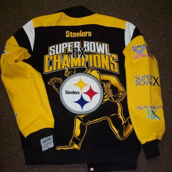 PITTSBURGH STEELERS 6 TIME SUPERBOWL ULTIMATE CHAMPIONSHIP JACKETSMALLMEDIUM